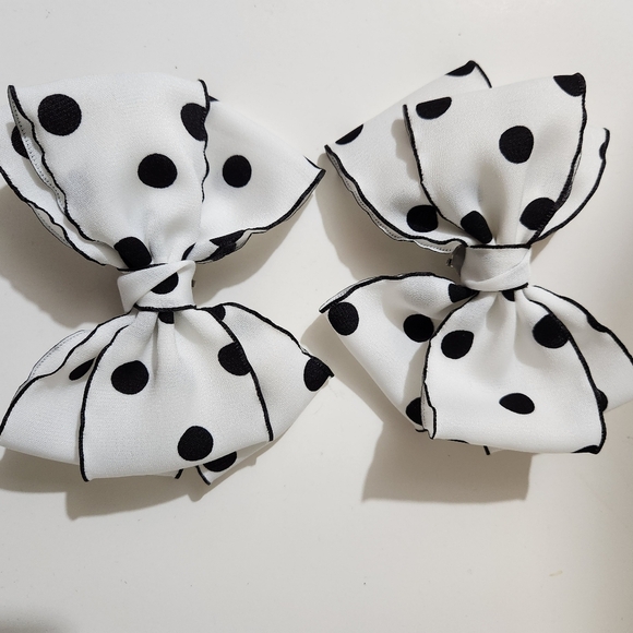 Shoe Clips Black and White Polka Dot Shoe Bows - Picture 6 of 7